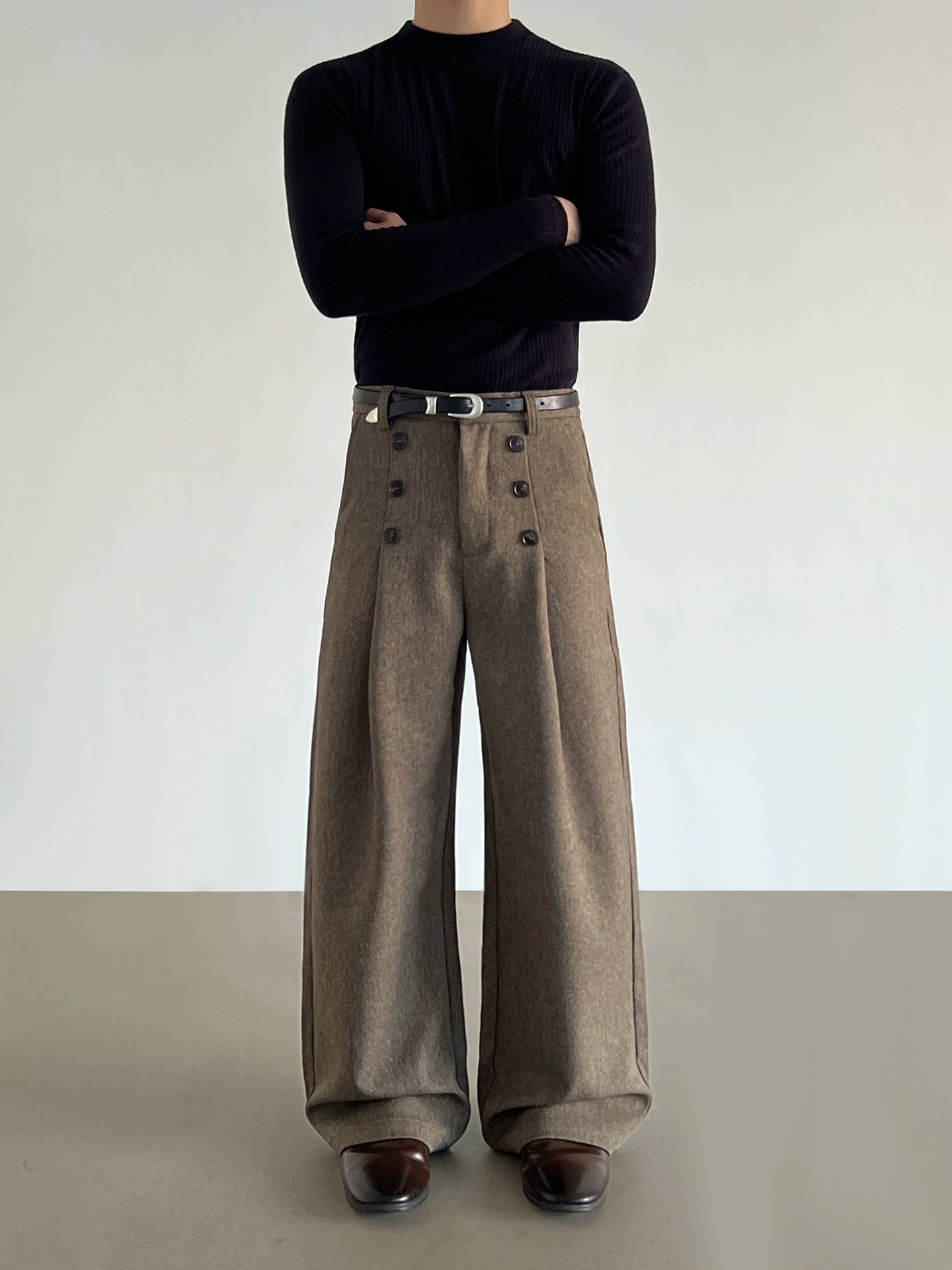 Wool Blend A-line Casual Pants