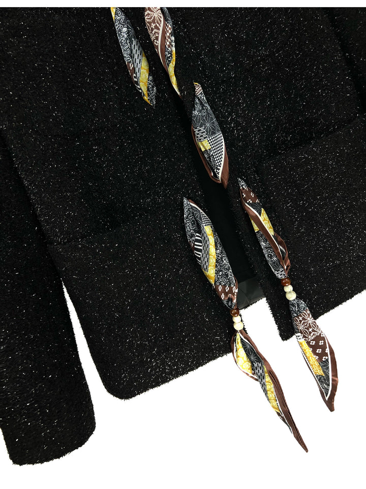 Scarf Buckle Shoulder Pad Short Jacket
