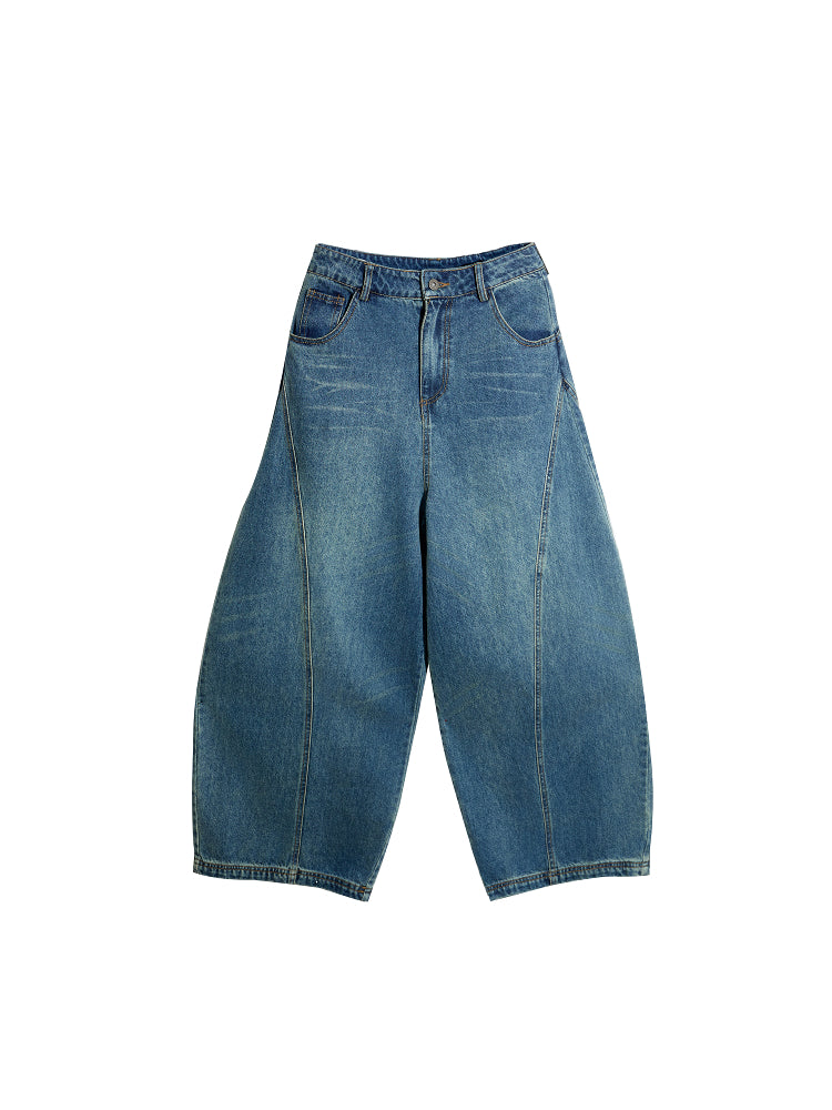 Weite Retro-Jeanshose 