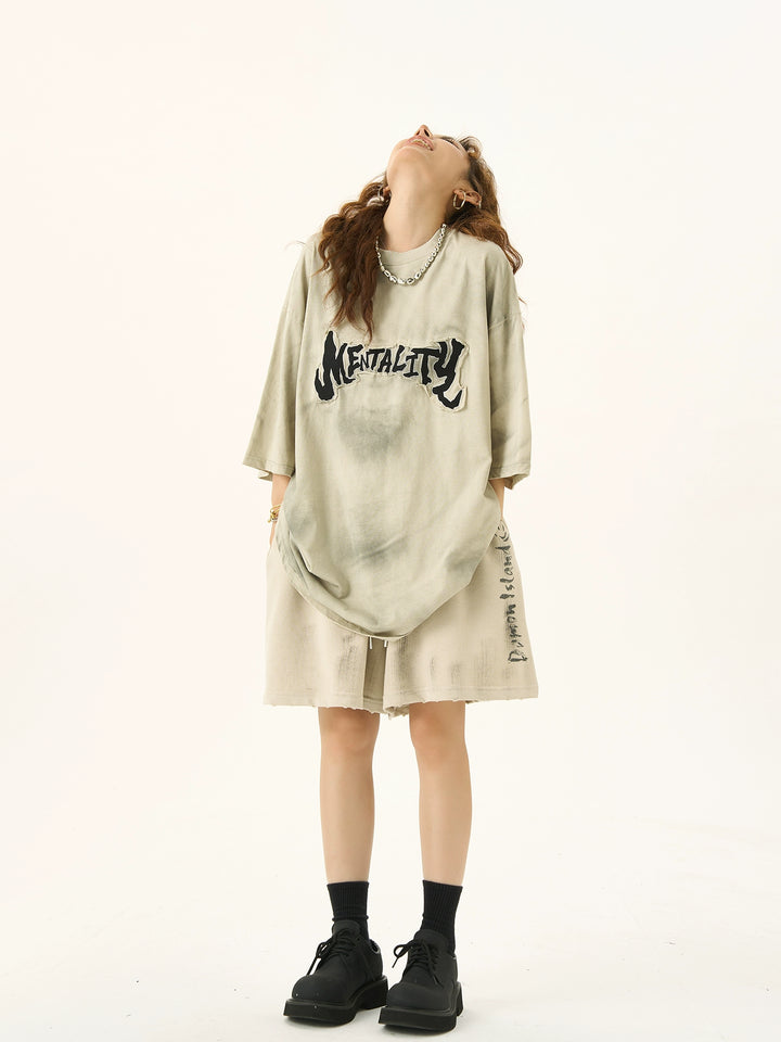 Distressed Oversized Graphic Short Sleeve T-Shirt