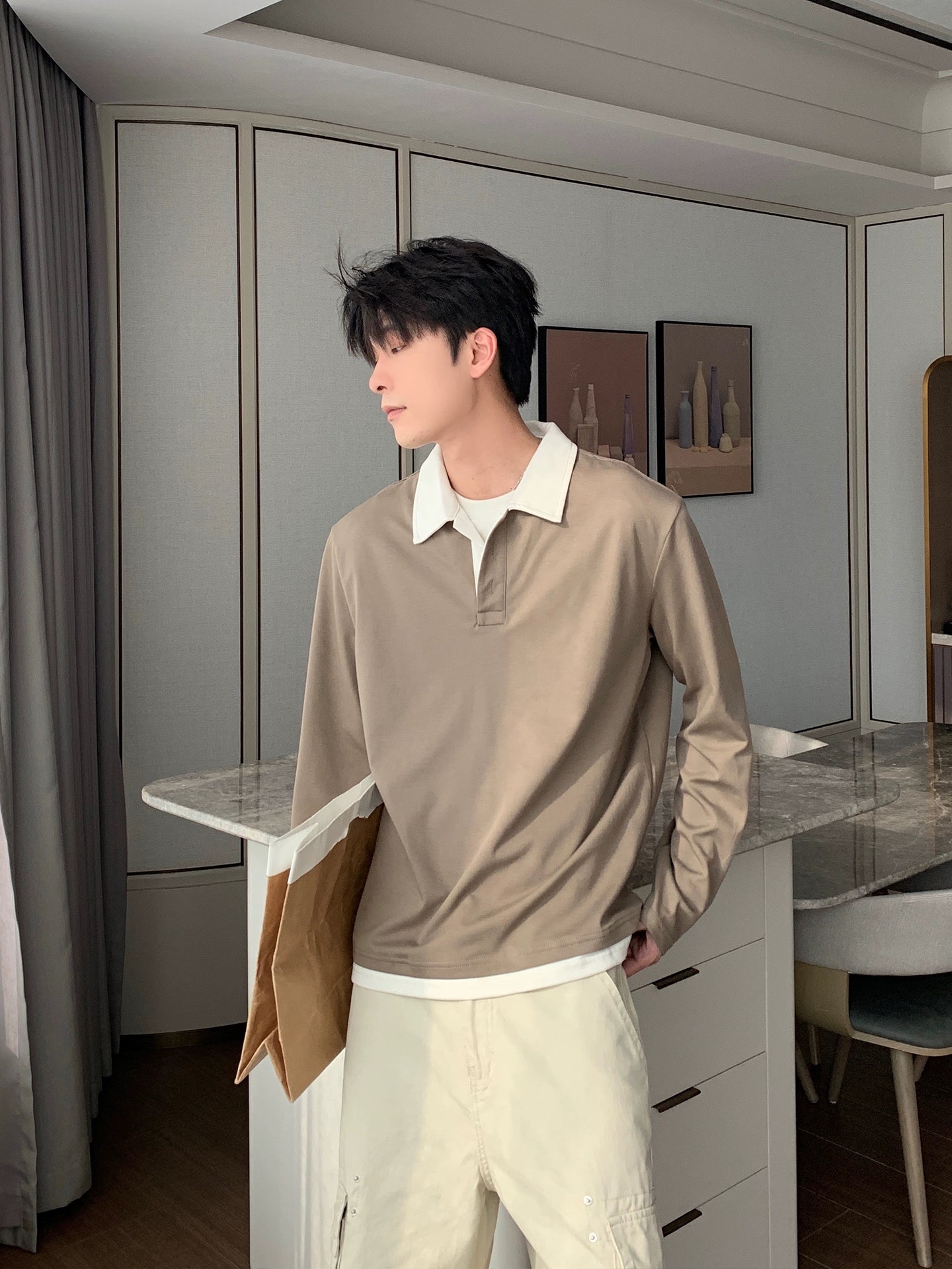 Quick-Dry Long Sleeve Shirt Collar Pullover