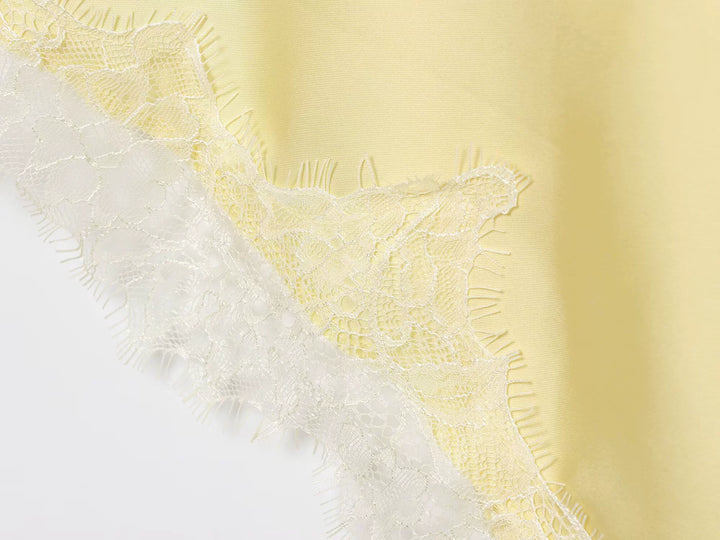Lace Trim Satin Slip Dress
