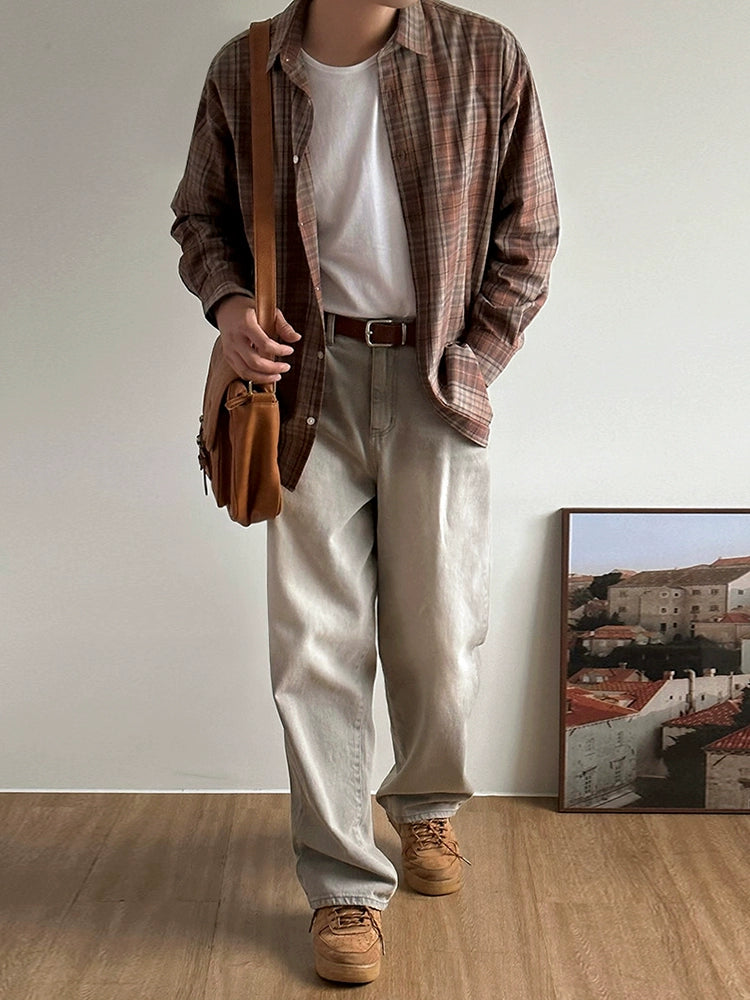 Retro Yıkanmış Bol Paça Jean Pantolon 