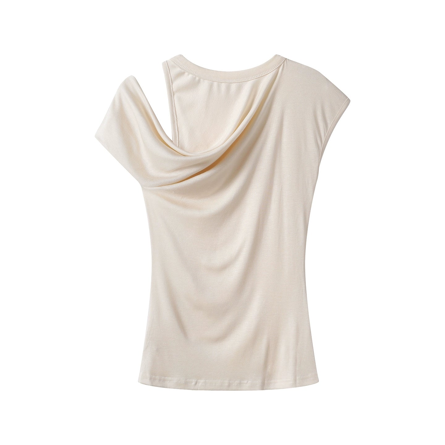 Camiseta Slim Assimétrica com Ombro Descido 