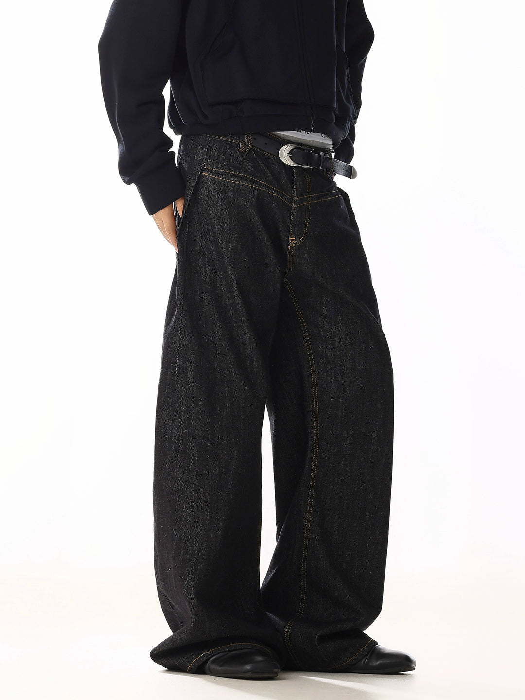 Pantalons en denim décontractés à jambes larges et amples 