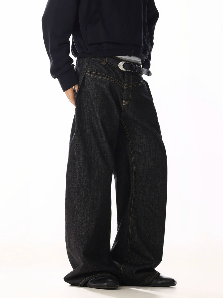 Pantalons en denim décontractés à jambes larges et amples 