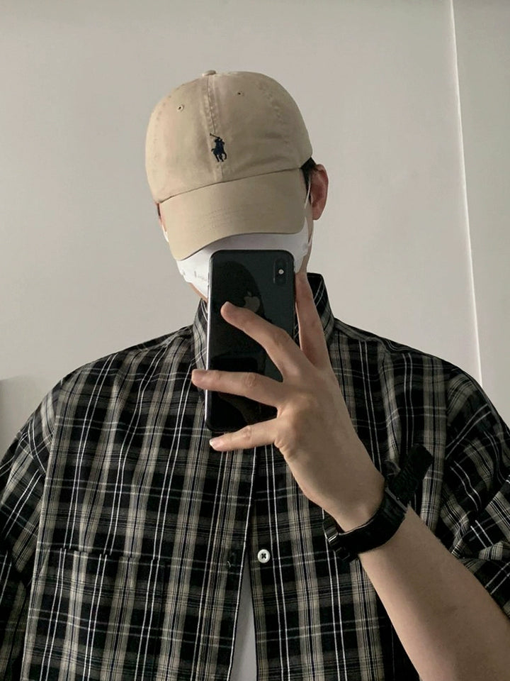 Plaid Short Sleeve Loose Fit Shirt