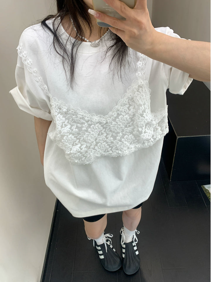 Lace Loose Short-Sleeve T-shirt