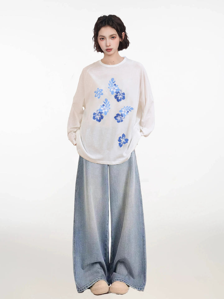 Floral Tulle Sun Protection Long Sleeve Top