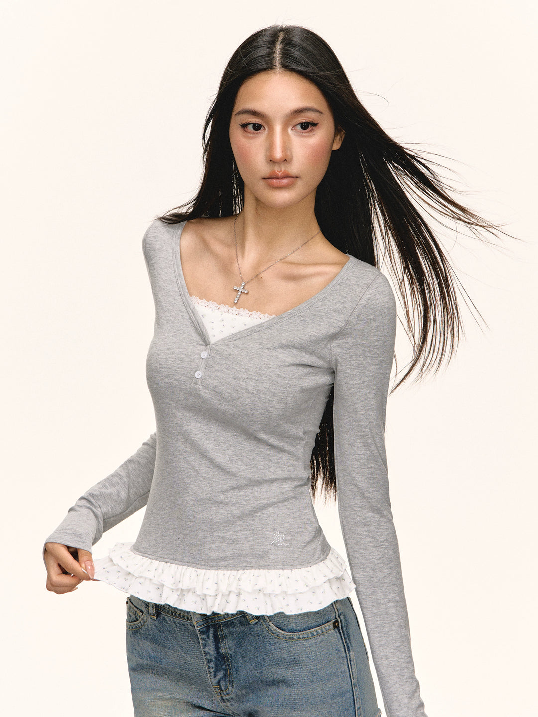 Retro Slim Fit Long-Sleeve Top