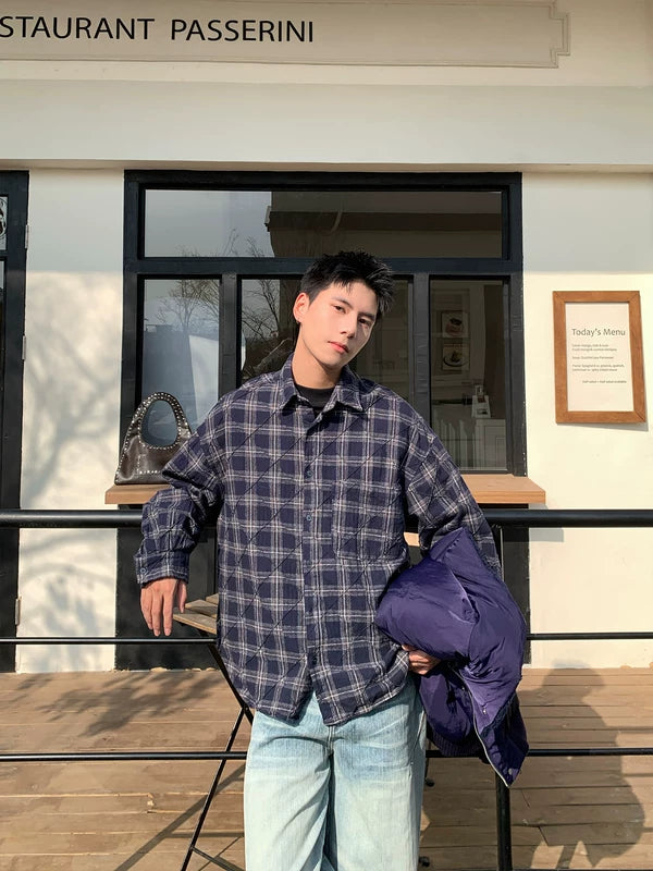 브러시드 체크 코튼 롱 슬리브 셔츠 