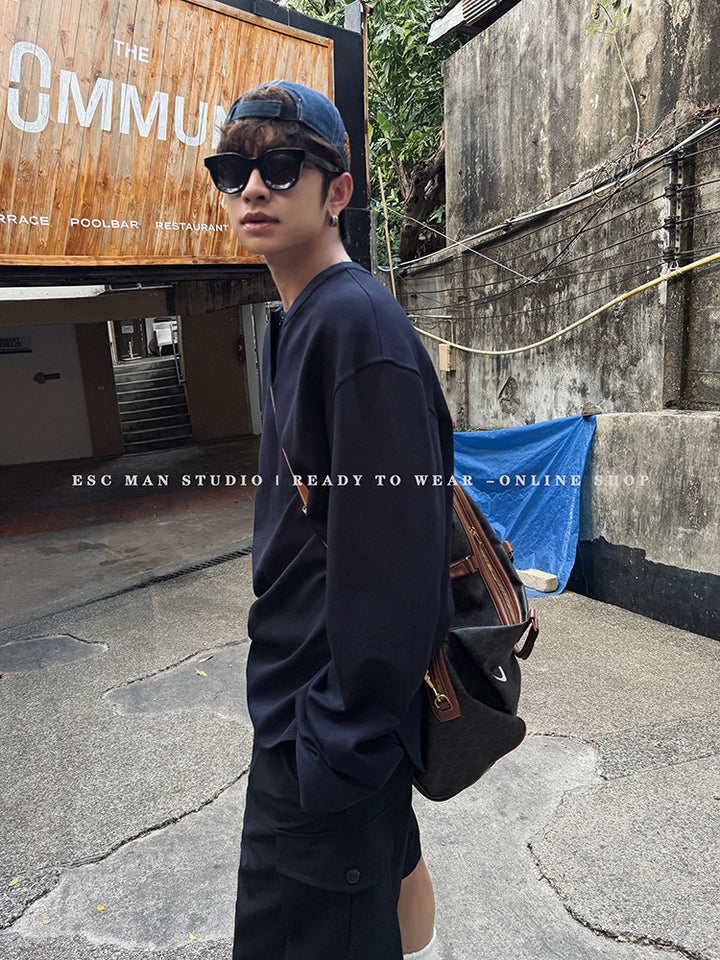 Henry Collar Long Sleeve Pullover