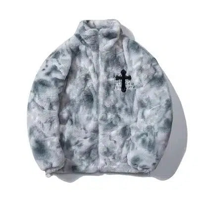Tie-Dye Furry Quilted Plush Jacket