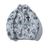 Tie-Dye Furry Quilted Plush Jacket
