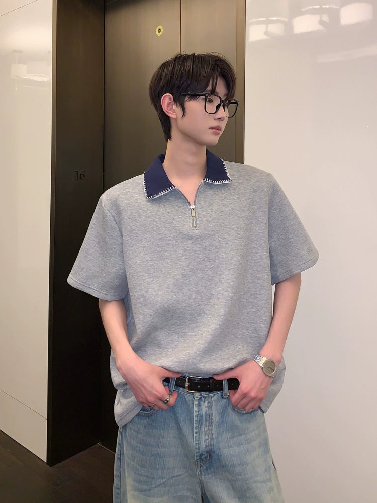 بولو قصير الأكمام بسحاب نصفي 