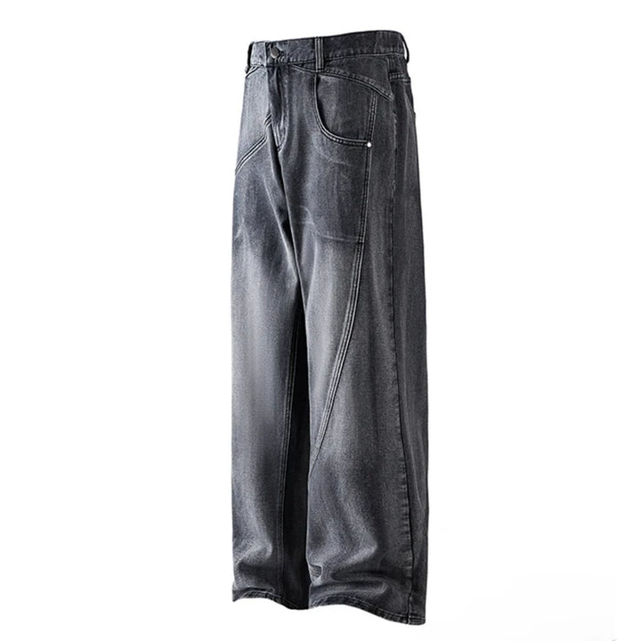 Jeans dritti larghi strappati con vita elastica 