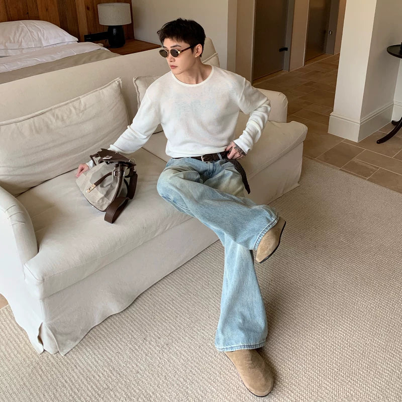 3D Whisker Versleten Losse Rechte Broek 