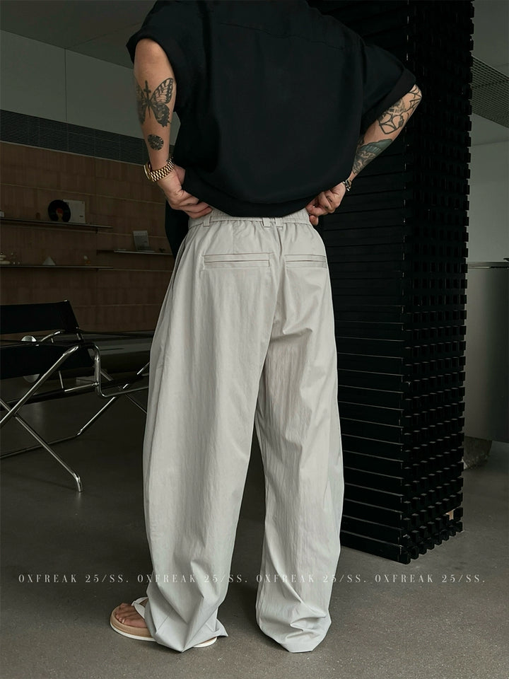 Symmetrical Pleated Quick-Drying Wide-Leg Pants