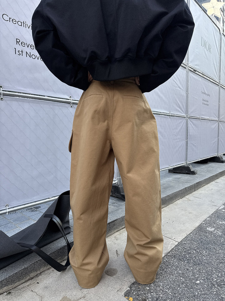 ワイドレッグカーゴオーバーオールパンツ 