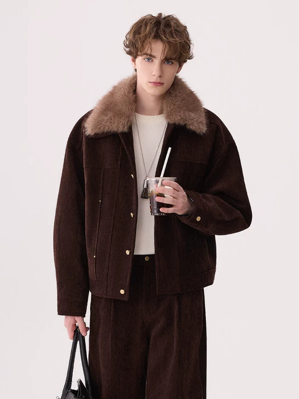 레트로 셰닐 면 패딩 재킷과 바지 