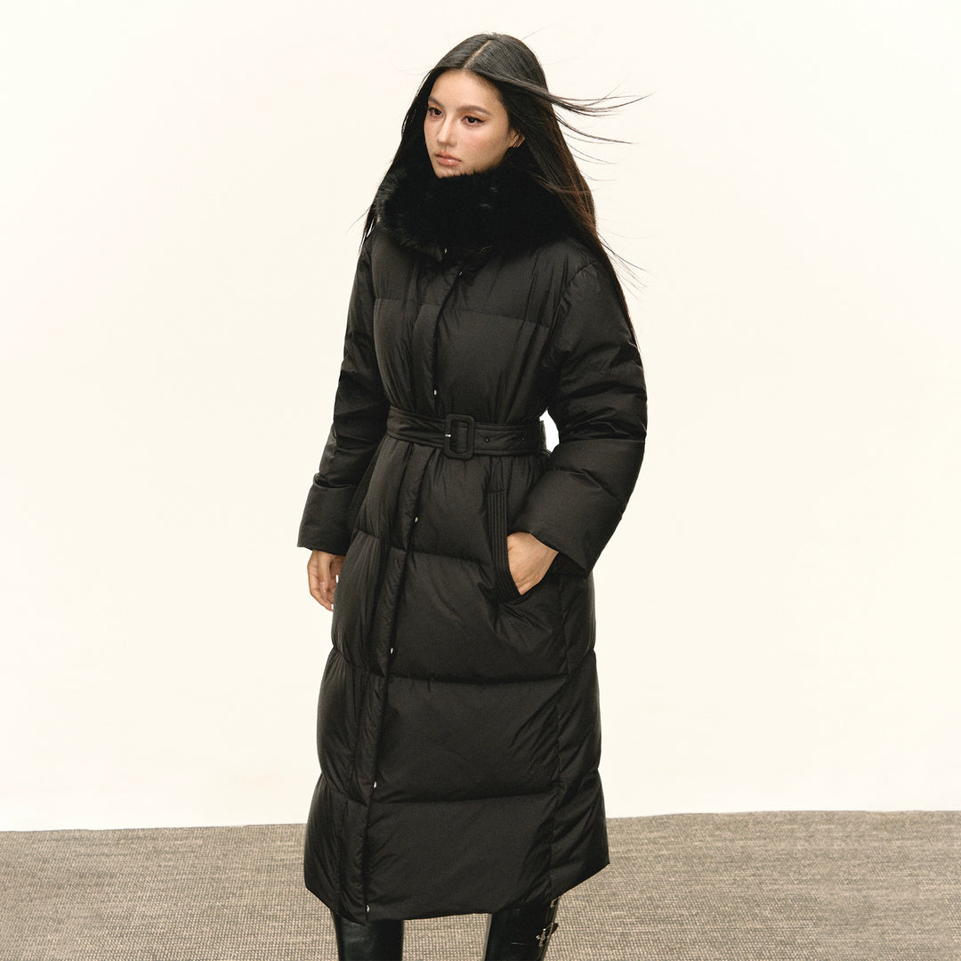 Belted Down Jacket Long Coat