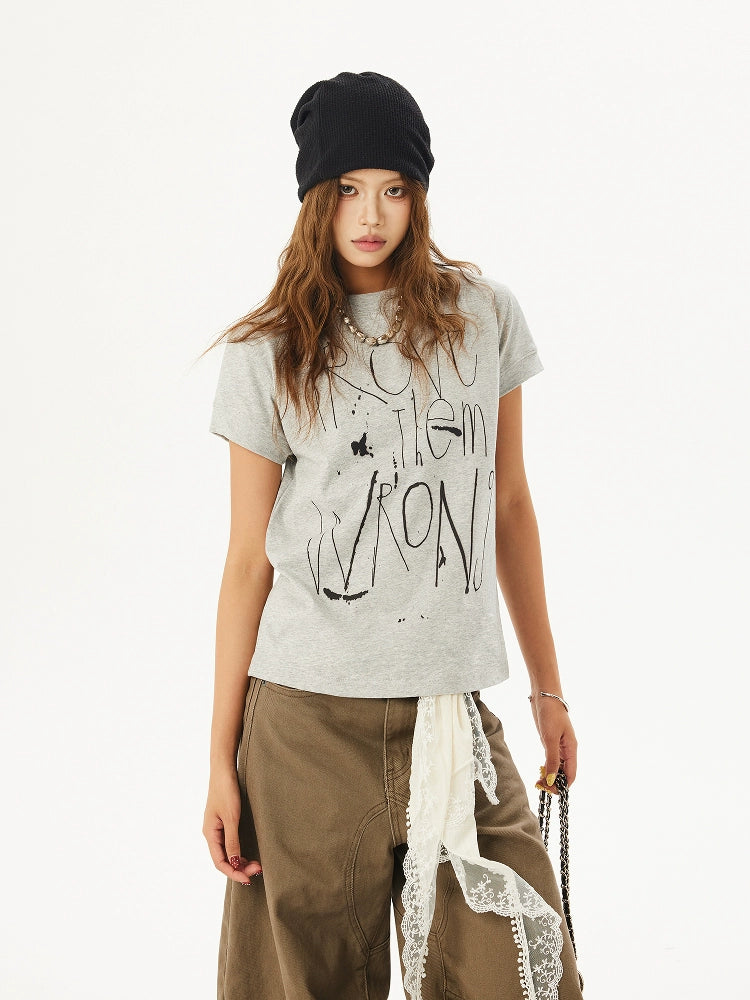 Retro Graffiti Short Sleeve Boxy T-shirt