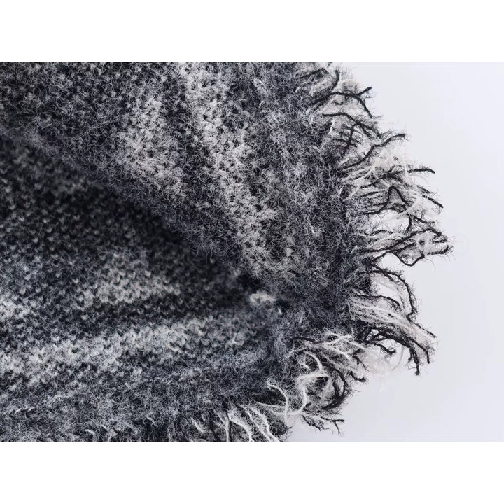 Colete de V-Neck Tricot Jacquard com Franjas de Cereja 