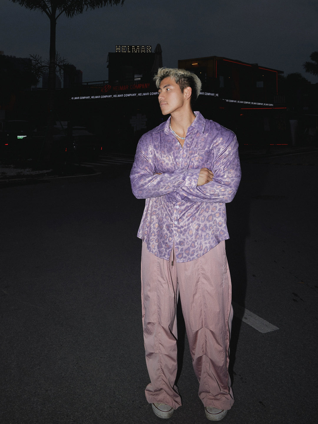 Purple Leopard Print Casual Shirt