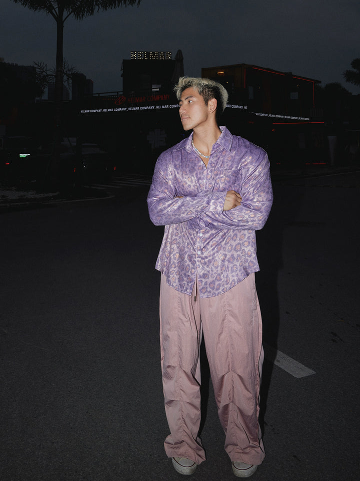 Purple Leopard Print Casual Shirt