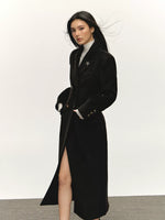 Mid-Length Woolen Coat with Slit