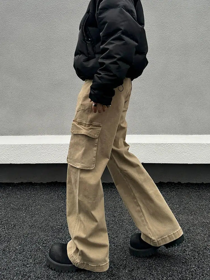 Multi-pocket Flared Cargo Pants