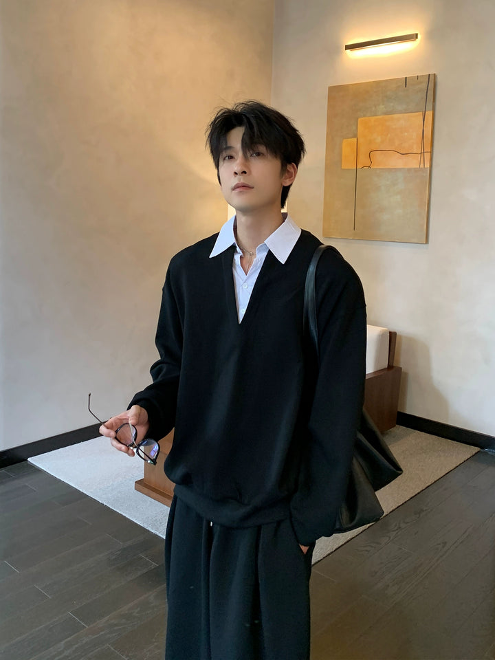 Shirt Collar Sweatshirt and Pants