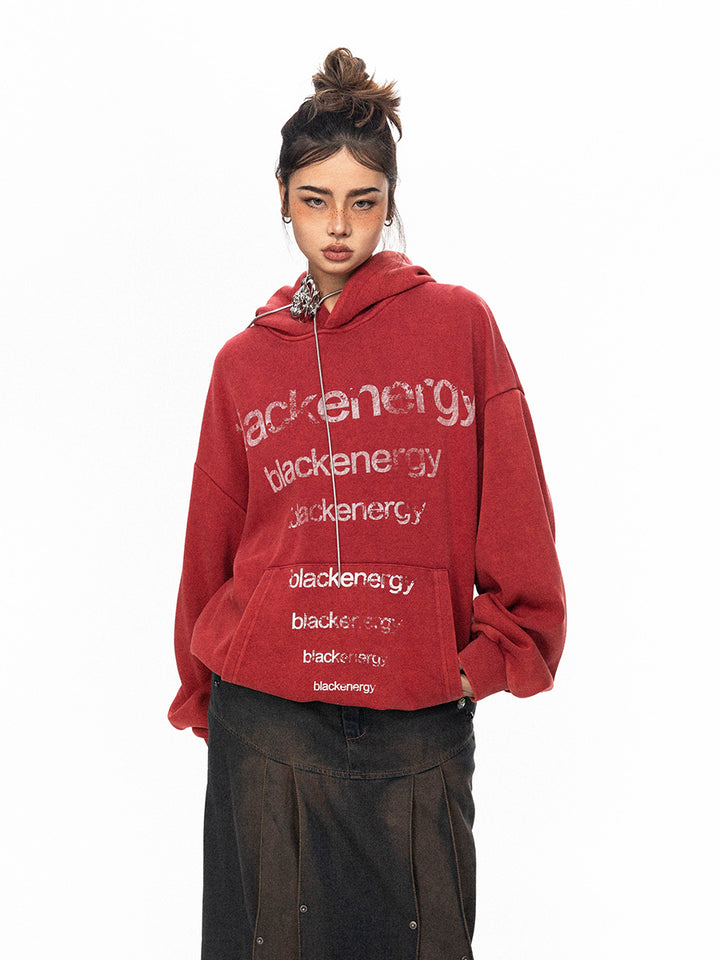 Lettering Casual Hooded Sweatshirt