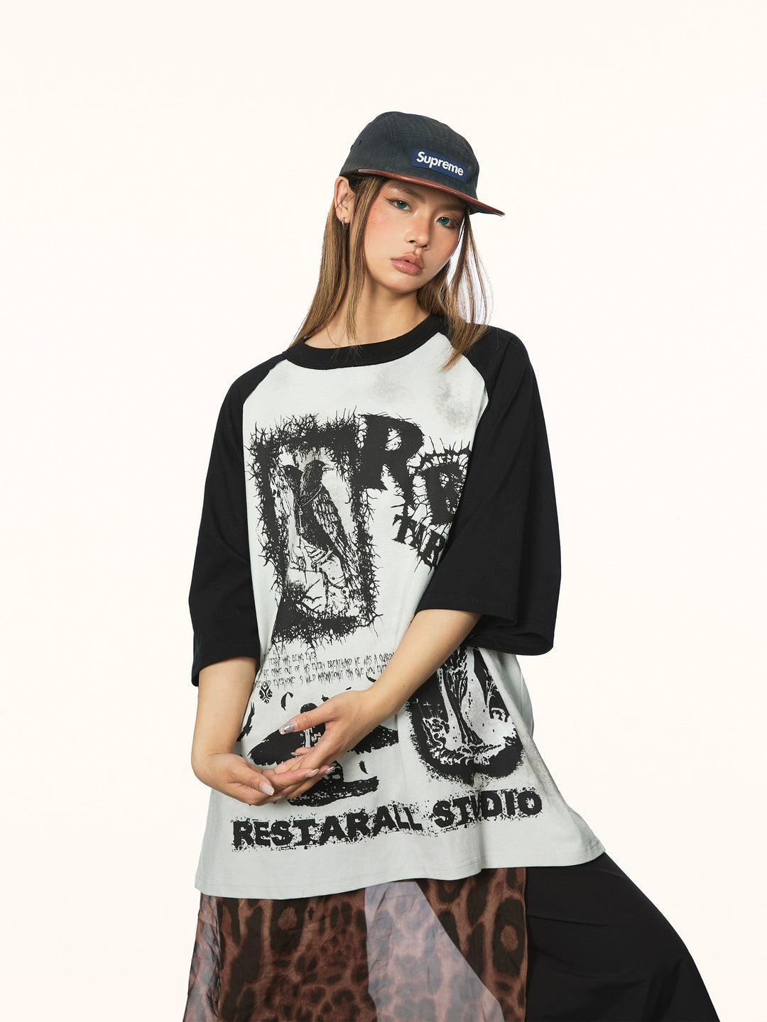 Graffiti Print Loose Fit Graphic T-Shirt