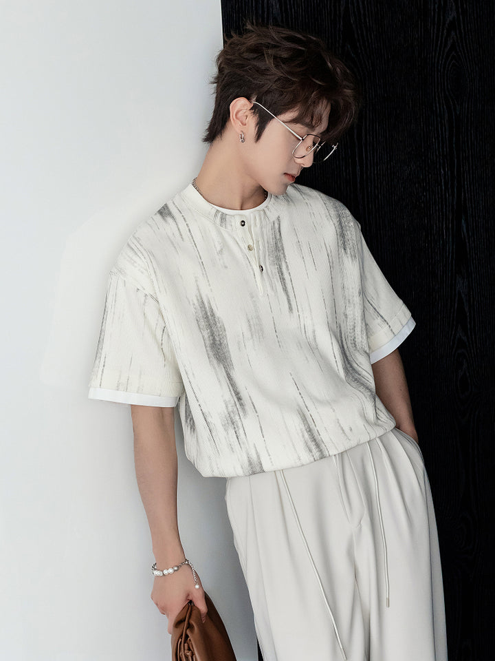 Short-Sleeve Ink Texture T-shirt