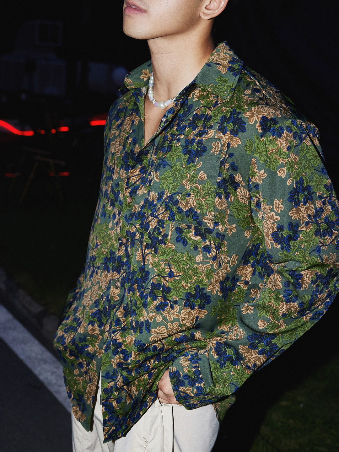 Retro Camellia Print Relaxed Fit Shirt