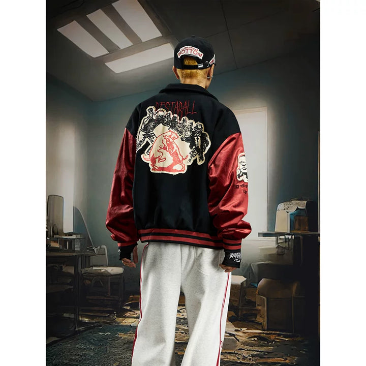 Veste de baseball en patchwork rétro et robuste 