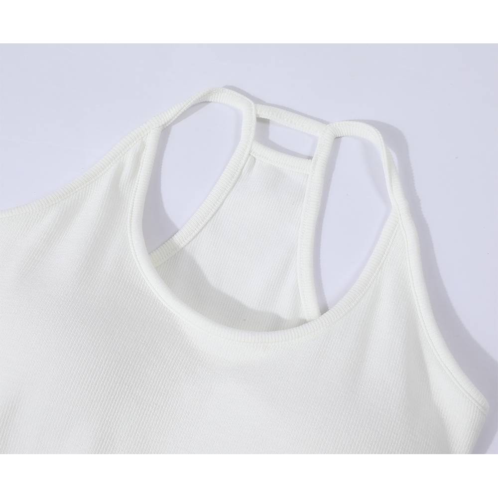 Débardeur côtelé rétro avec coussin de poitrine 