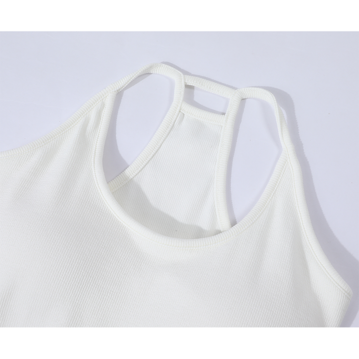 Débardeur côtelé rétro avec coussin de poitrine 