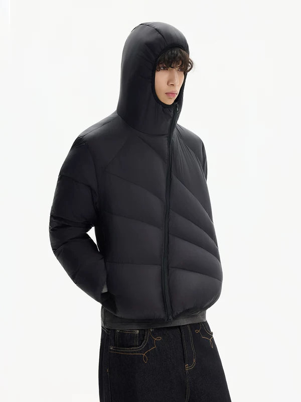 Lightweight Diagonal-Zip Puffer Down Jacket