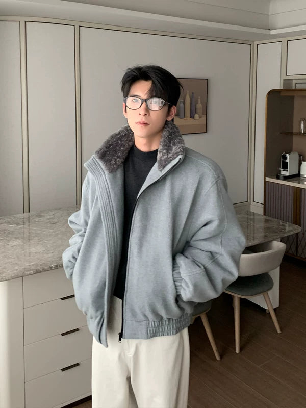 Fleece Kraag Gewatteerde Wolmix Jas 