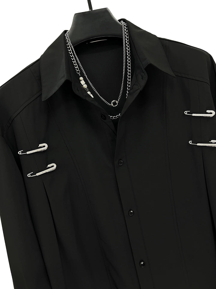 Pin Detail Long Sleeve Casual Shirt