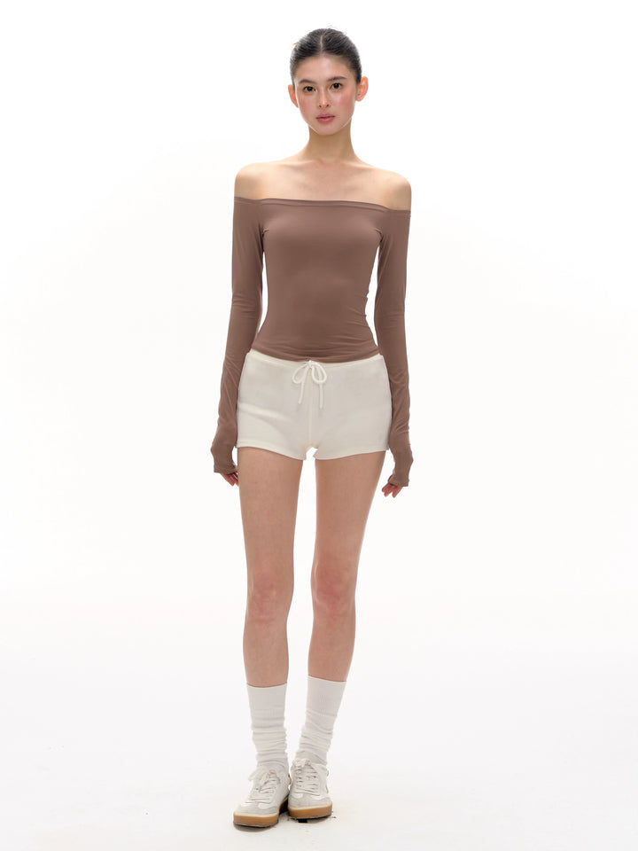 Off Shoulder Long Sleeve Slim Fit Top