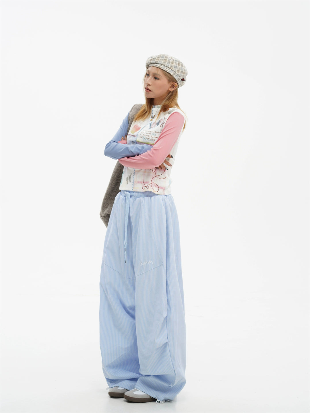 Striped Wide Leg Casual Pants