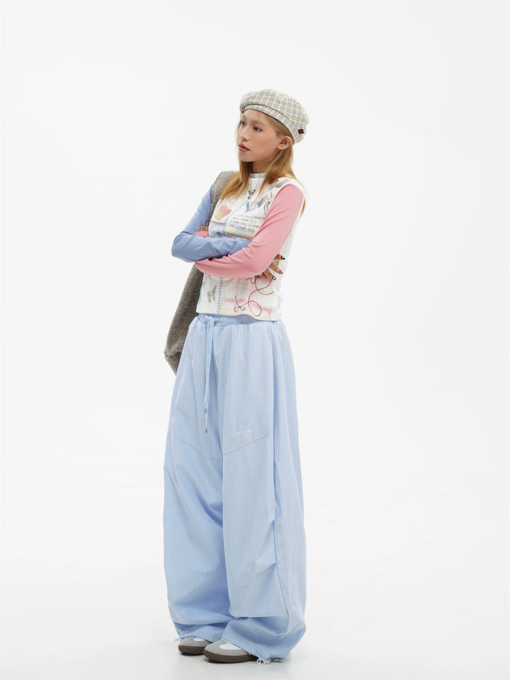 Striped Wide Leg Casual Pants