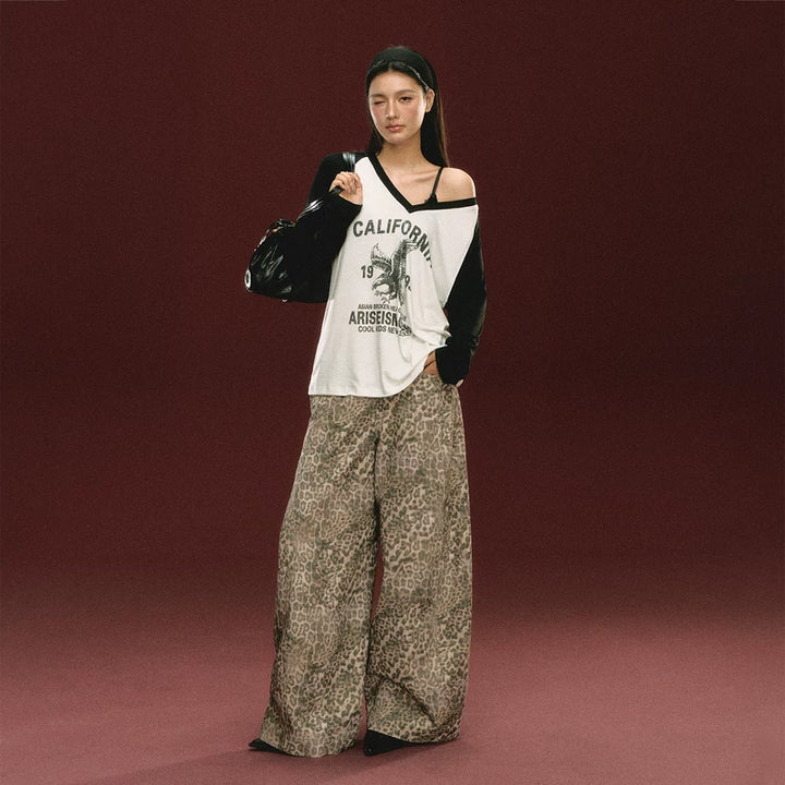 Off-Shoulder Graphic Long-Sleeve Top