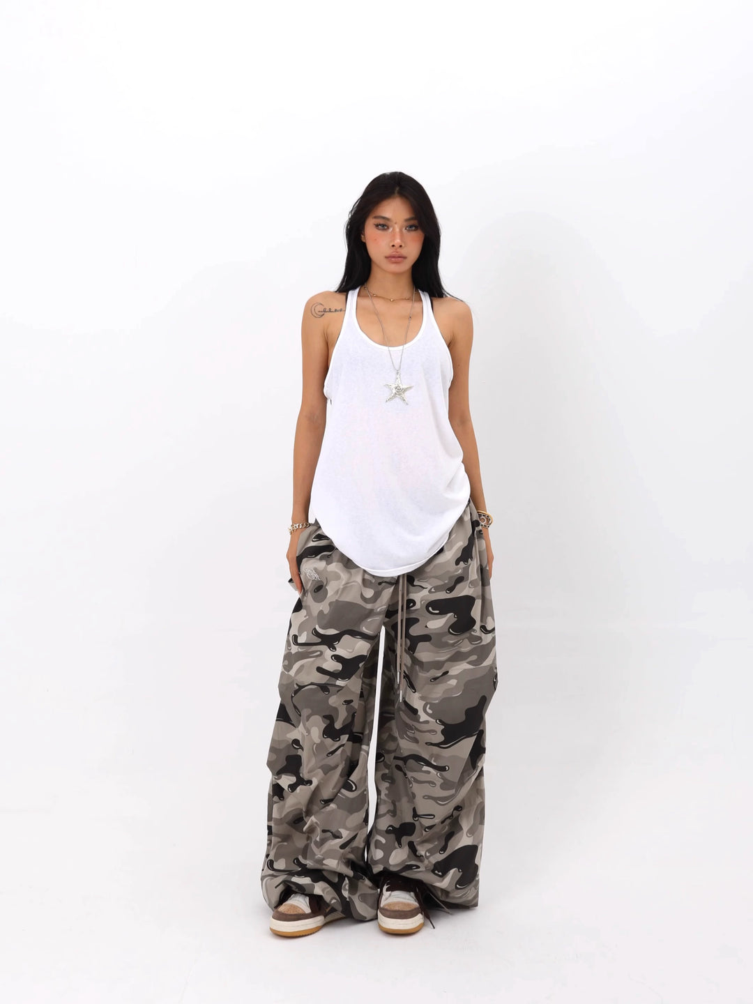 Camouflage Wide-Leg Pants
