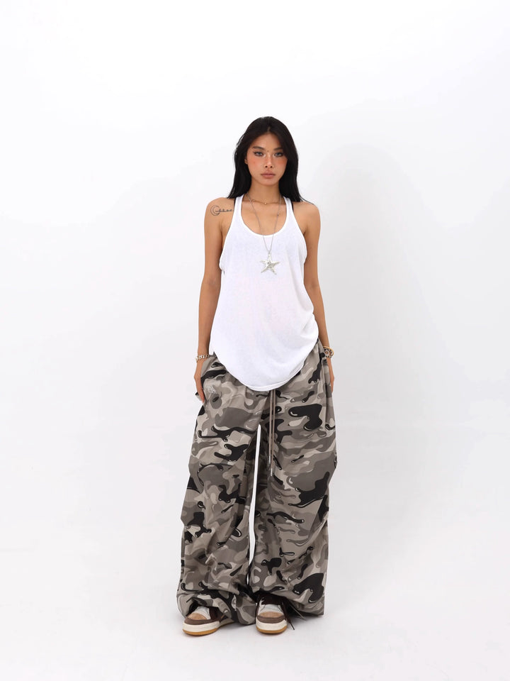 Camouflage Wide-Leg Pants