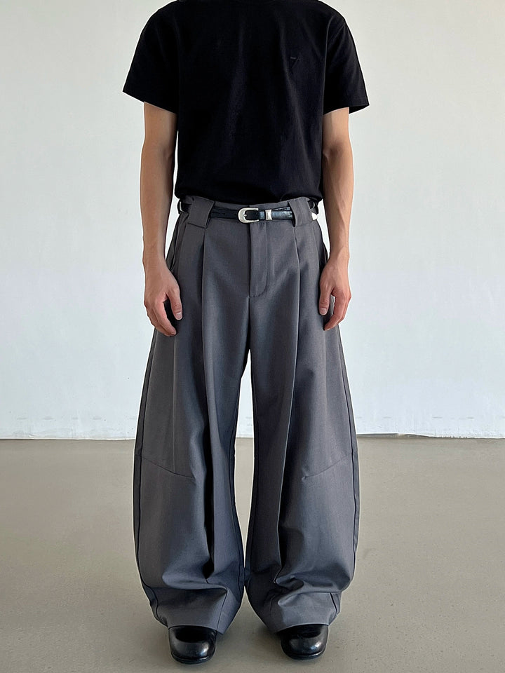 Pantaloni casual a gamba larga plissettati e larghi 