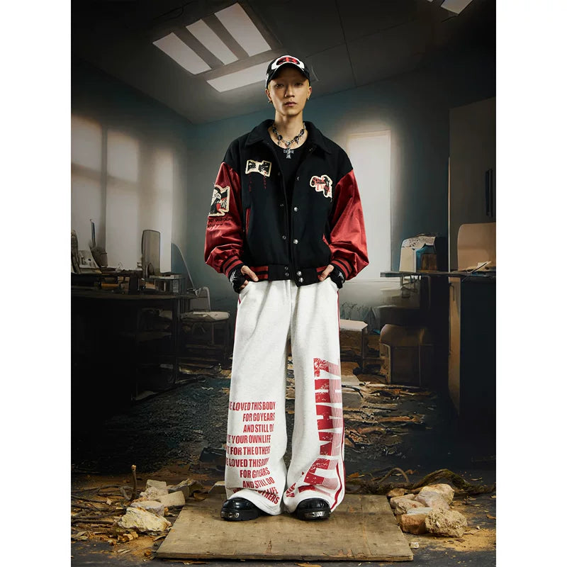 Veste de baseball en patchwork rétro et robuste 